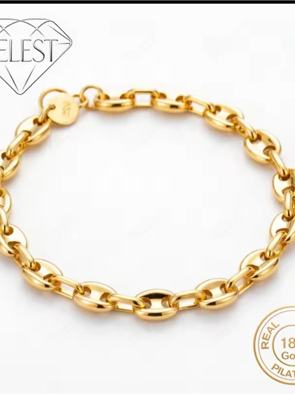Celeste Polished Gold Chain Link Bracelet